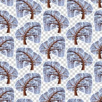 Seamless pattern. Snow-covered trees. Watercolor illustrations of winter plants Stock Illustration