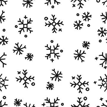 Seamless Pattern Snow Flake Doodle Line Drawing for Winter Christmas and Ho.. Illustrazione stock