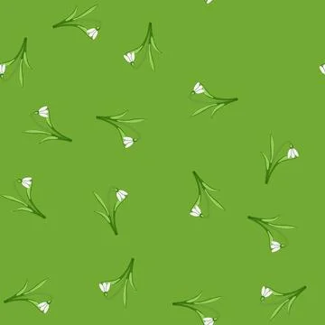 Seamless pattern Snowdrop flower blooming early, representing spring season Stock Illustration