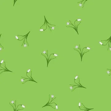 Seamless pattern Snowdrop flower icon representing spring coming Stock Illustration