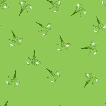Seamless pattern Snowdrop flowers blooming early season nature Illustrazione stock