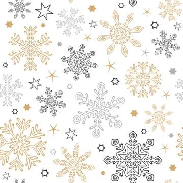 Seamless pattern snowflake background in gold and silver colors Stock-Illustration