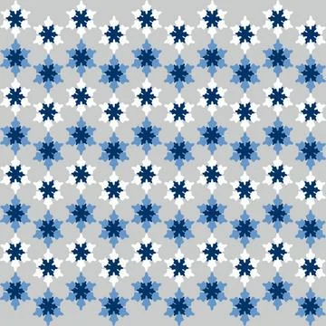 Seamless pattern of snowflake blue, white, gray background Stock Illustration