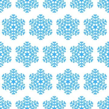 Seamless pattern snowflake blue white, cute christmas art background for deco Stock Illustration