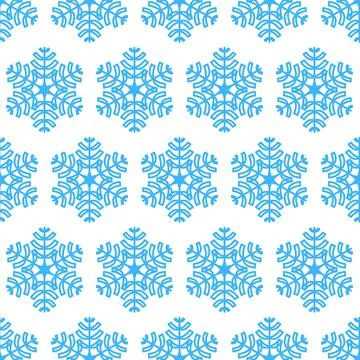 Seamless pattern snowflake blue white, cute christmas art background for deco Stock Illustration