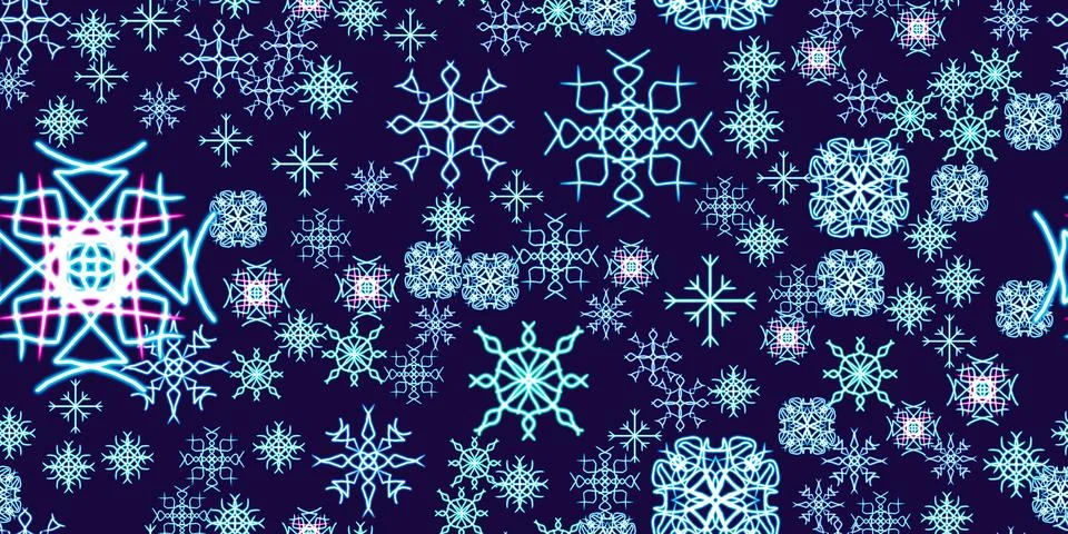 Seamless pattern snowflake glowing desktop icon, neon sticker, neon figure Illustrazione stock