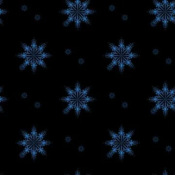 Seamless pattern of snowflakes on a black background Illustrazione stock