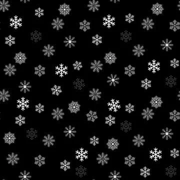 Seamless pattern of snowflakes on a black background Stock Illustration