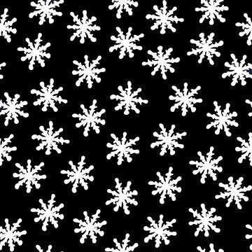 Seamless Pattern with Snowflakes on Black Background. Stock Illustration