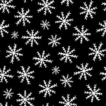 Seamless Pattern with Snowflakes on Black Background. Stock Illustration