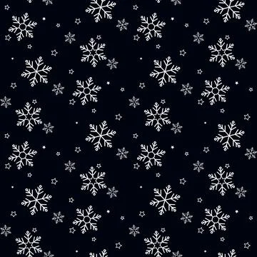 Seamless pattern of snowflakes on a black background Stock Illustration
