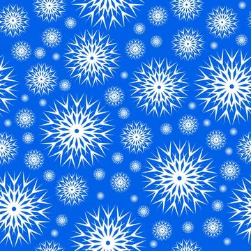 Seamless pattern of snowflakes on blue backdrop for packing paper, print 스톡 일러스트