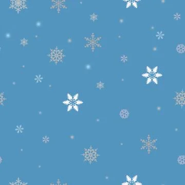 Seamless pattern with snowflakes on blue background Stock Illustration
