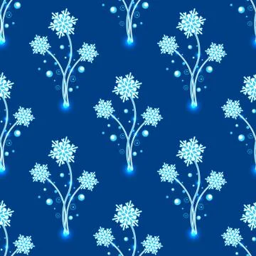 Seamless pattern of snowflakes on a blue background Stock Illustration