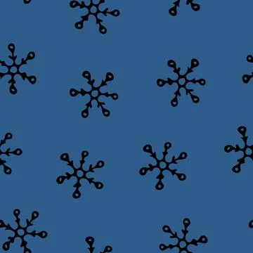 Seamless Pattern with Snowflakes on Blue Background. Stock Illustration