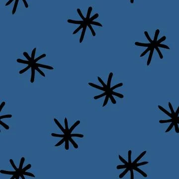 Seamless Pattern with Snowflakes on Blue Background. Stock Illustration