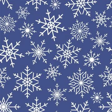 Seamless pattern with snowflakes on a blue background. Winter seamless textur Stock Illustration