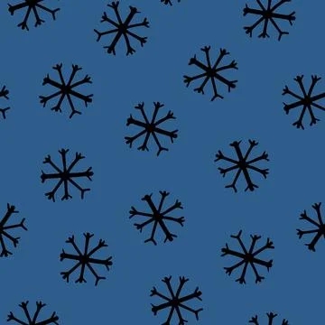 Seamless Pattern with Snowflakes on Blue Background. Stock Illustration