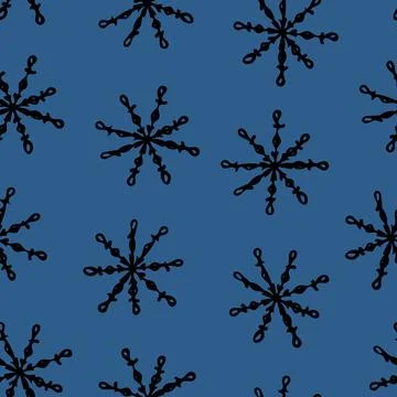 Seamless Pattern with Snowflakes on Blue Background. Stock Illustration