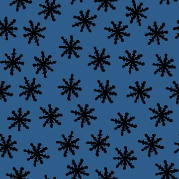 Seamless Pattern with Snowflakes on Blue Background. Stock Illustration