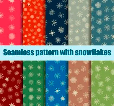 Seamless pattern with snowflakes. Christmas pattern set. Vector illustration. 库存插图