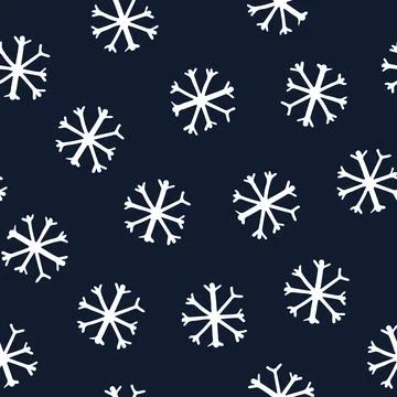 Seamless Pattern with Snowflakes on Dark Blue Background. Stock Illustration