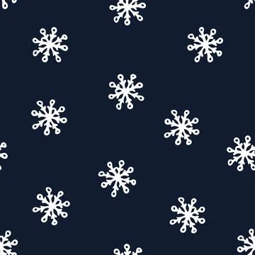 Seamless Pattern with Snowflakes on Dark Blue Background. Stock Illustration