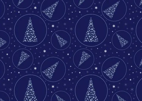 Seamless pattern of snowflakes on a dark blue background. Lots of snowflakes Stock Illustration