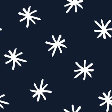 Seamless Pattern with Snowflakes on Dark Blue Background. Stock Illustration