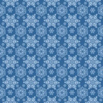 Seamless pattern with snowflakes of different shapes Stock Illustration