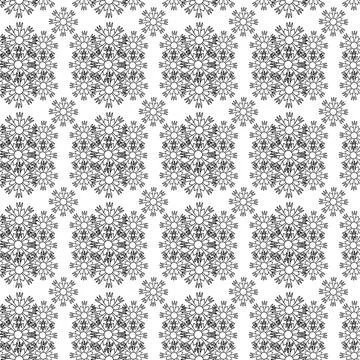 Seamless Pattern of Snowflakes in doodle style, white and black. Winter decor Illustrazione stock