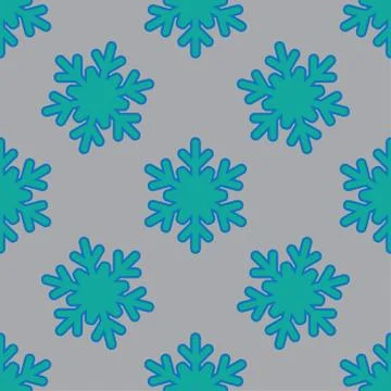 Seamless pattern with snowflakes on gray Stock Illustration