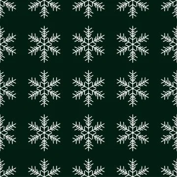 Seamless pattern with snowflakes on green Stock Illustration