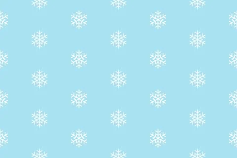 Seamless pattern of snowflakes on light blue background Stock Illustration