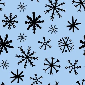 Seamless Pattern with Snowflakes on Light Blue Background. Stock Illustration