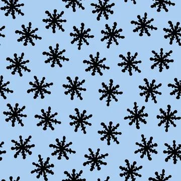 Seamless Pattern with Snowflakes on Light Blue Background. Stock Illustration