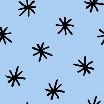 Seamless Pattern with Snowflakes on Light Blue Background. Stock Illustration
