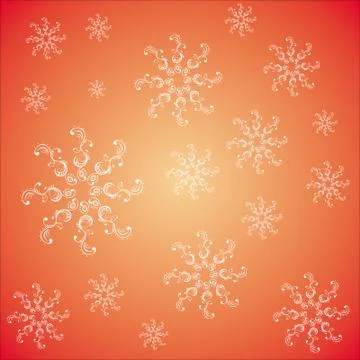 Seamless pattern with snowflakes on a red backgraund Stock Illustration