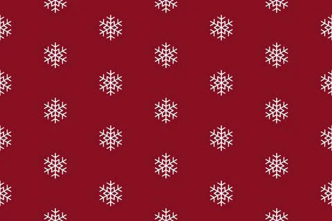 Seamless pattern of snowflakes on red background Stock Illustration