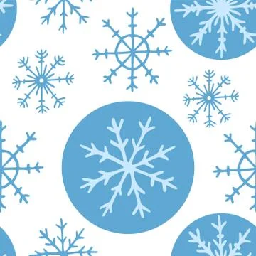 Seamless pattern with snowflakes. Vector hand drawn illustration, outline. Stock Illustration