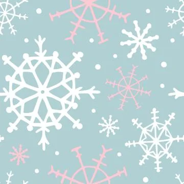 Seamless pattern with snowflakes. Vector hand drawn illustration, outline. Stock Illustration