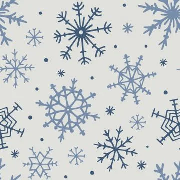 Seamless pattern with snowflakes. Vector hand drawn illustration, outline. Illustrazione stock