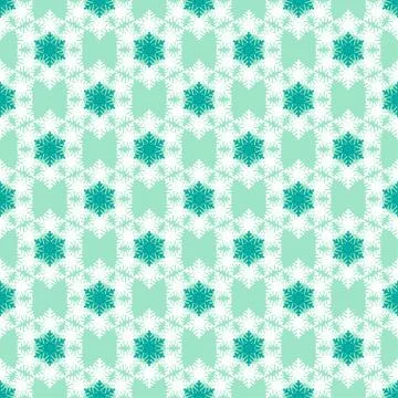 Seamless pattern with snowflakes white green blue Stock Illustration