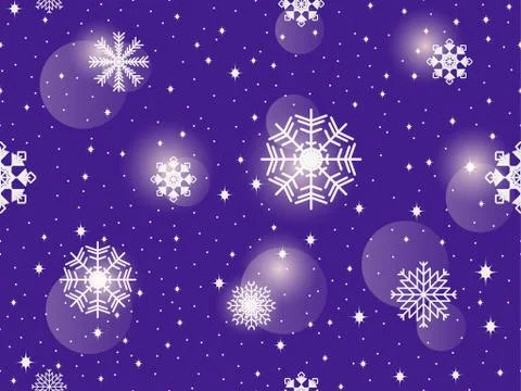 Seamless pattern with snowflakes. Winter abstract background. Bokeh effect. V Illustrazione stock