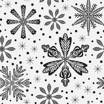 Seamless pattern snowflakes Winter holiday vector decorative background Chris 库存插图