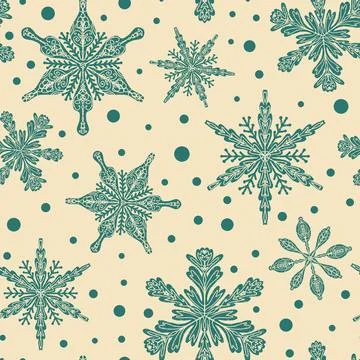 Seamless pattern snowflakes Winter holiday vector decorative background Chris Stock Illustration
