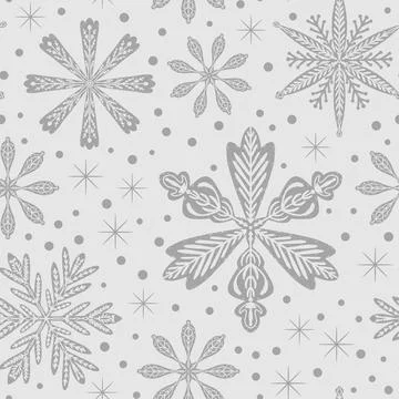 Seamless pattern snowflakes Winter holiday vector decorative background Chris 库存插图