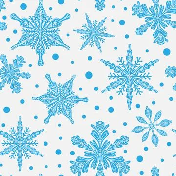 Seamless pattern snowflakes Winter holiday vector decorative background Chris Stock Illustration