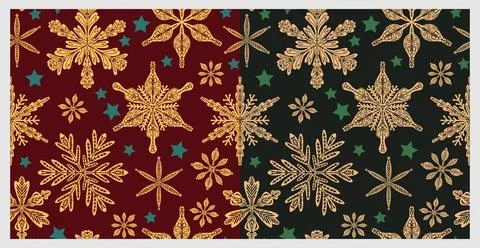 Seamless pattern snowflakes Winter holiday vector decorative background Chris Stock Illustration