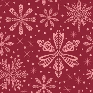 Seamless pattern snowflakes Winter holiday vector decorative background Chris Stock Illustration